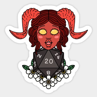 Tiefling and D20 Sticker